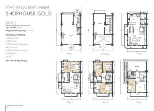 Mặt bằng thiết kế shophouse Vàng The Manor Central Park mẫu SHB2G-D